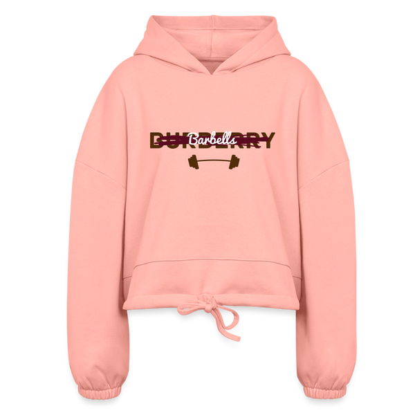 Barbells Over BRBY Cropped Hoodie - light pink